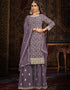 Traditional Function Wear Heavy Faux Georgette Salwar Suit Collection Purple Faux Georgette Pant Straight Front View
